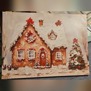 Holiday Snowy Cottage Canvas Art